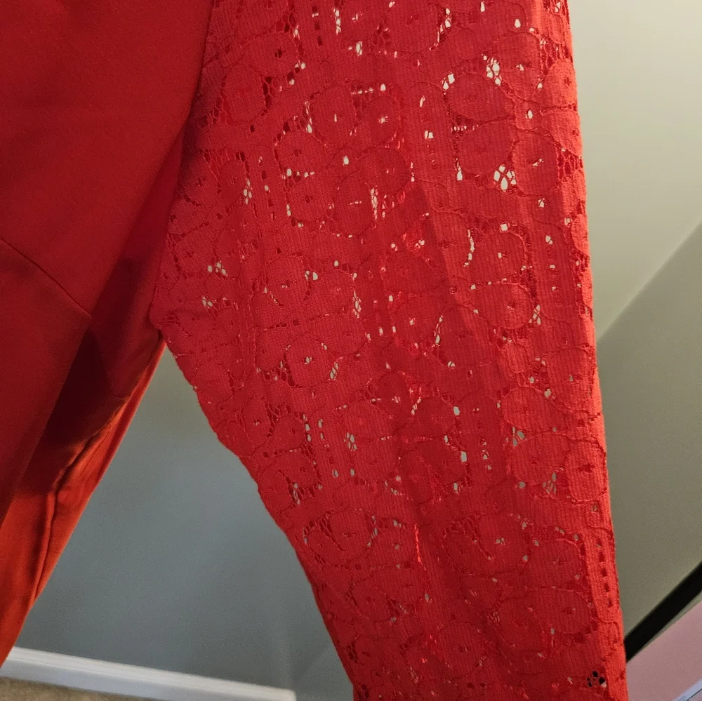 The Limited Red Lace Sleeve Blouse Women's Size 2x New With Tags - Picture 6 of 14